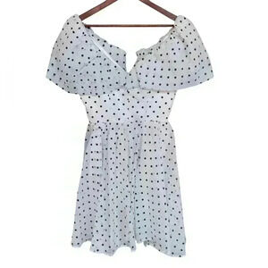 Vintage Opening Night Black and White Polka Dot Off Shoulder Midi USA